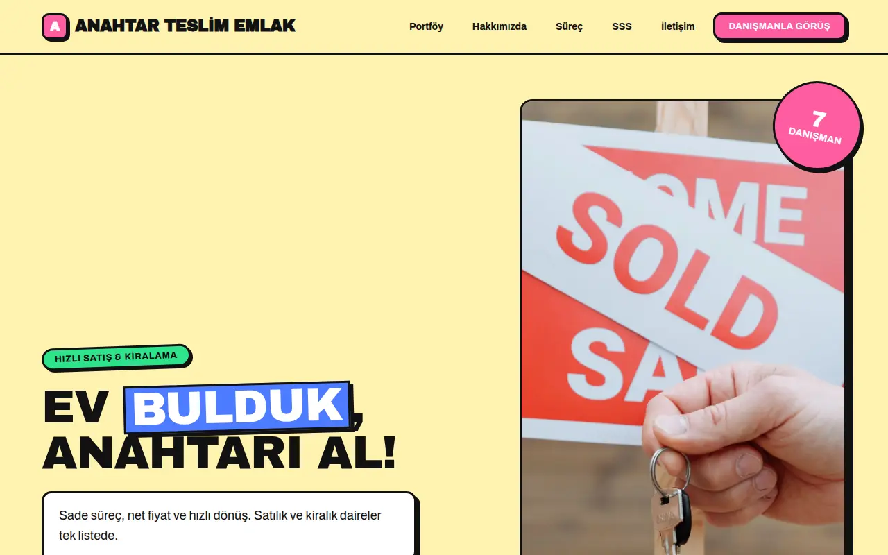 Emlak Ofisi Web Sitesi — Anahtar Teslim Emlak